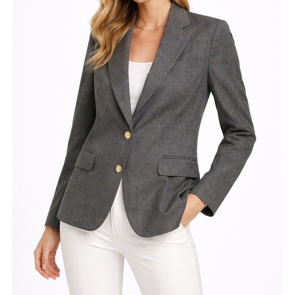 J.Crew Gray Wool Blazer Quiet Luxury Tailored Career Jacket Size 2